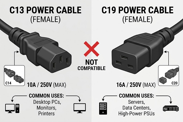 C13 Power Cable vs C19: What's the Difference?